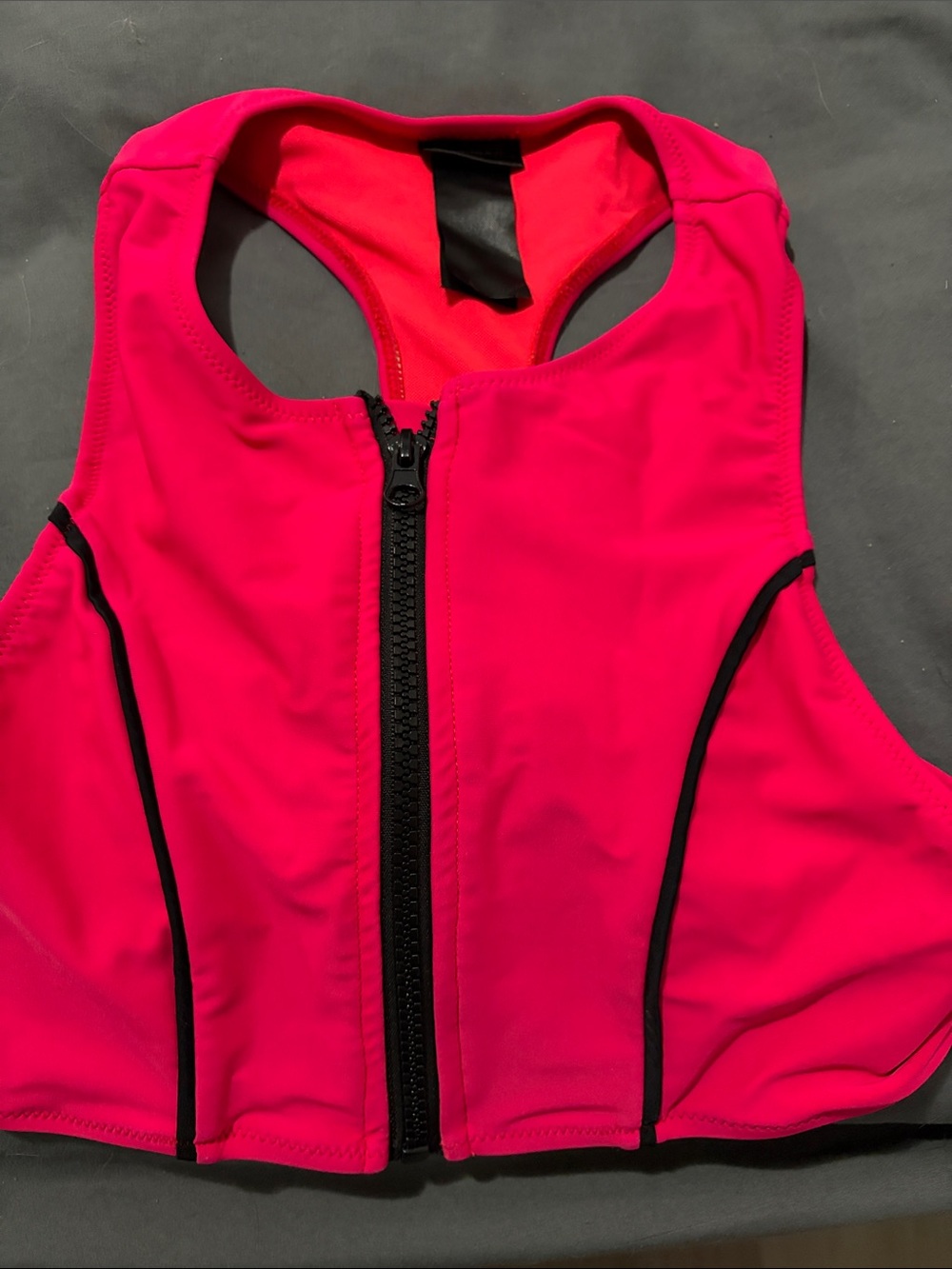 Women’s Front-Zip High-Neck Swim Top - Hot Pink